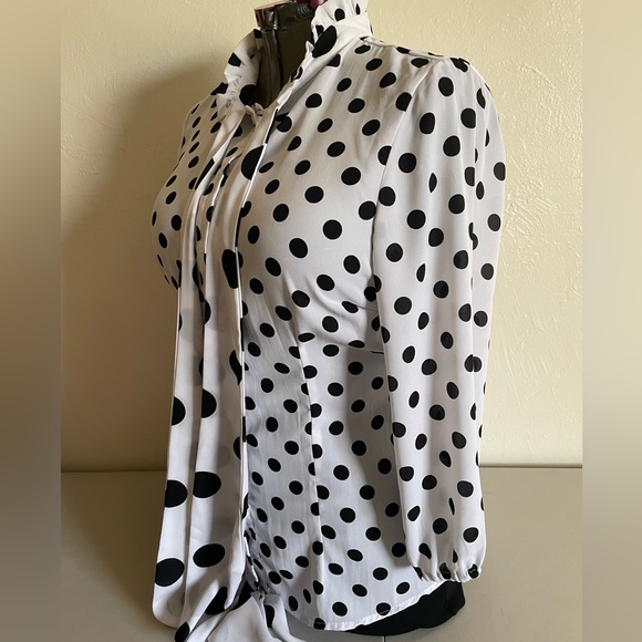 Polka Dot Blouse with Bow Tie - Picture 2 of 7